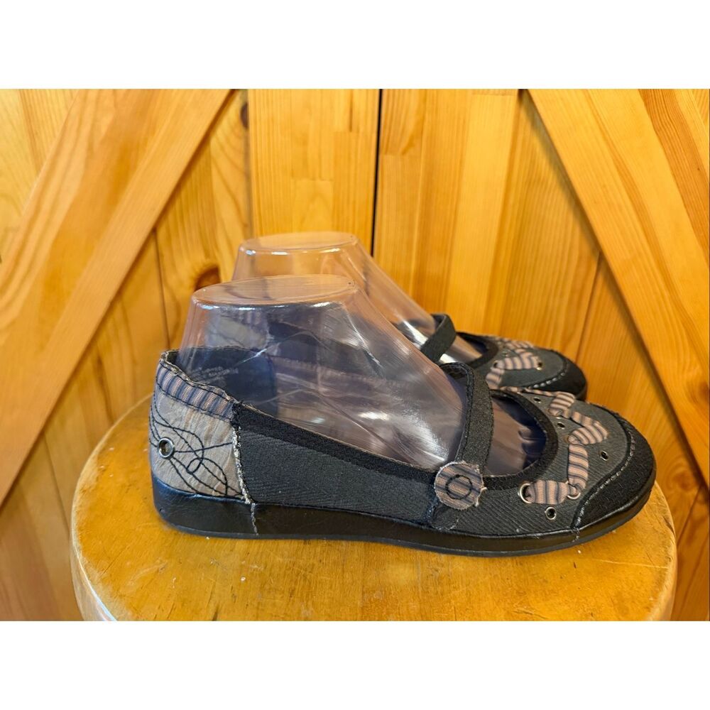 Bobbi Blu Women Shoes 7.5 Black Loafer Flat Slip On Fabric Albany Straps